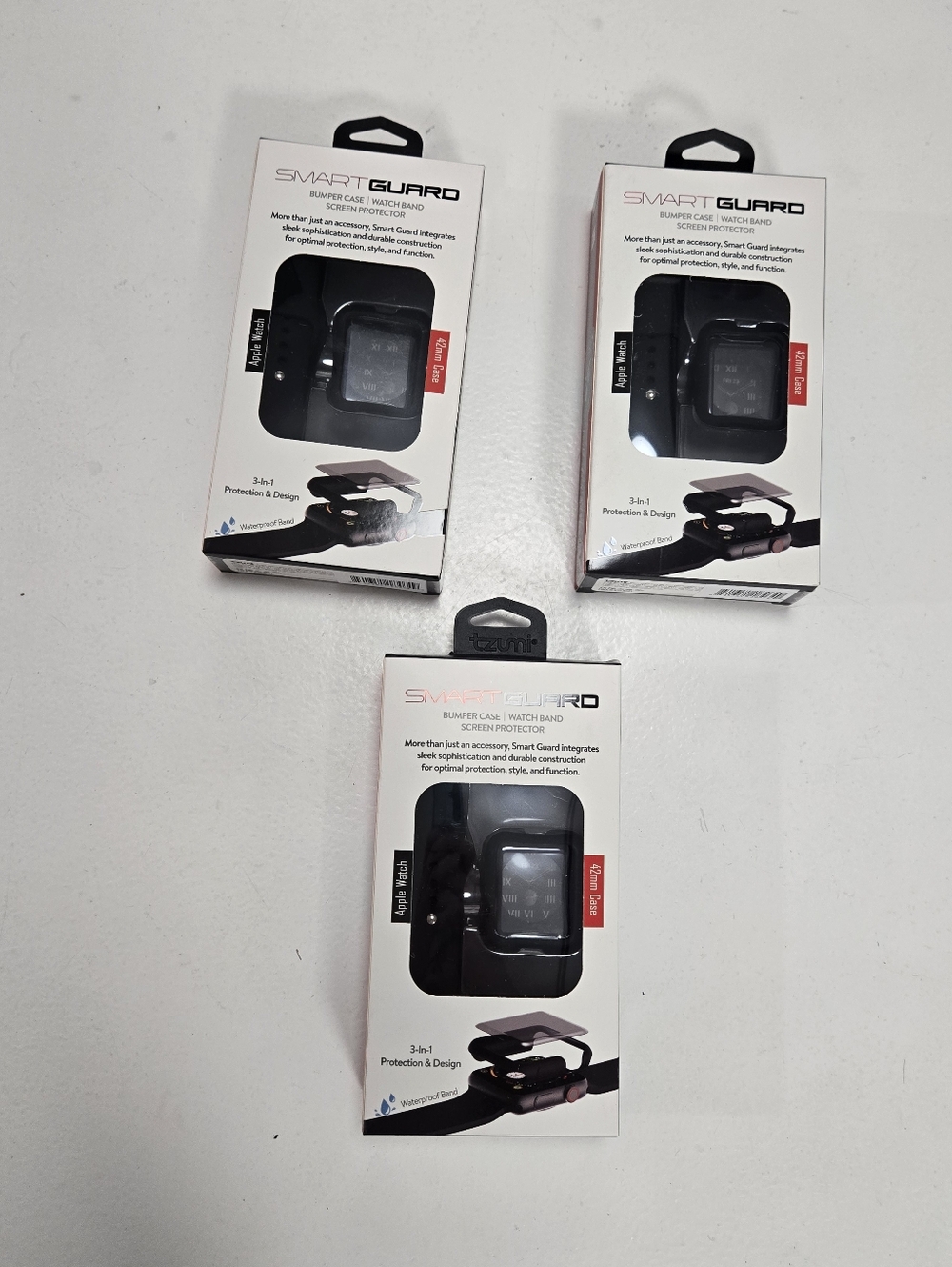 Tzumi SmartGuard 42mm Apple Watch Bumper Case, 3 Watch Band Screen Protecter